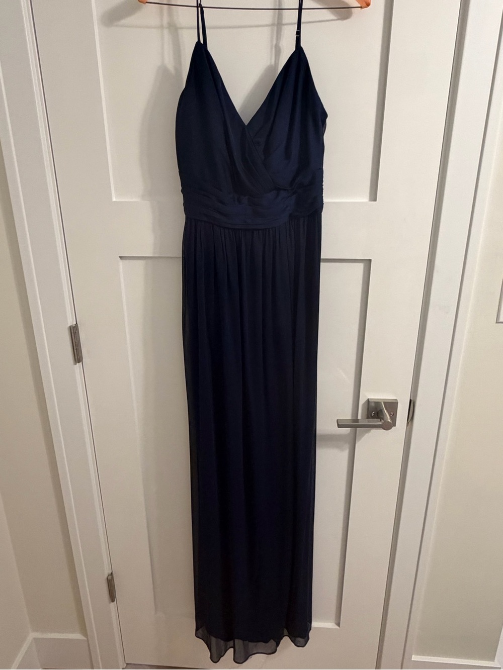 David's Bridal Navy Spaghetti-Strap Maxi Dress